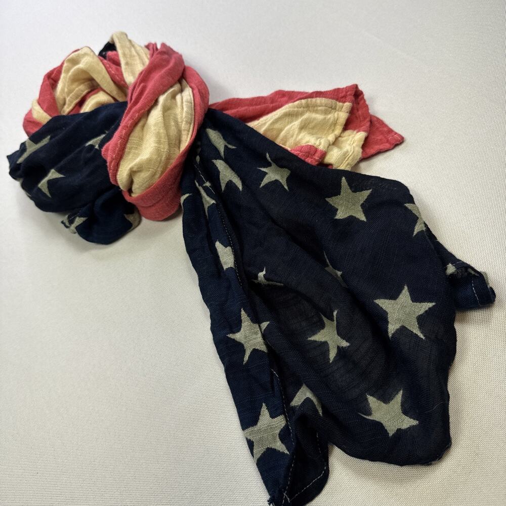 LOVESTITCH Liberty Scarf American Flag USA Red White Blue Viscose Oversized